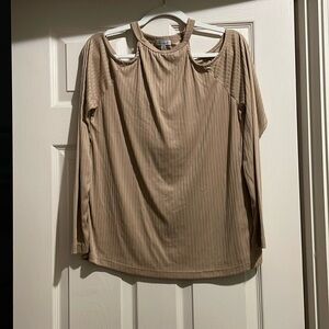 White birch, cold, shoulder knit top